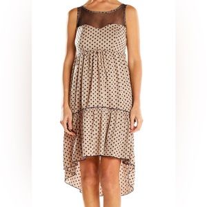 American Rag Cie Beige and Black Polka Dot High Low Dress Women’s Size Large